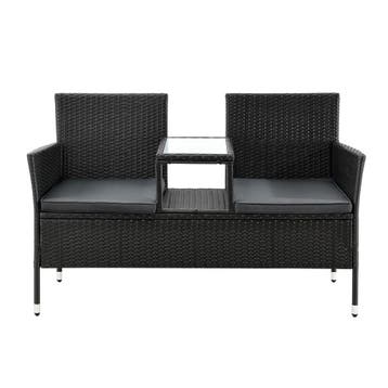 Tuinbank Monaco - Polyrotan zwart/grijs, Verzenden, Nieuw