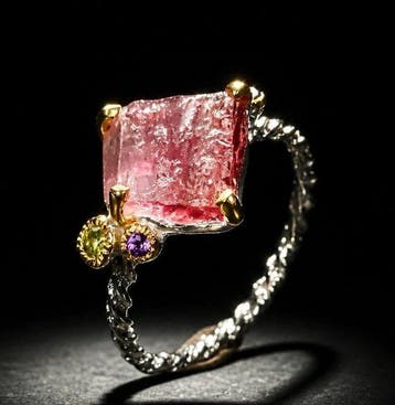 925 zilver - toermalijn - peridoot - amethist - Ring