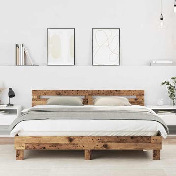 vidaXL Bedframe Oudhout 203 x 185 x 70 cm Bewerkt hout, Verzenden, Nieuw, Bruin, Hout
