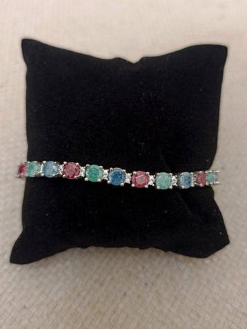 Zonder minimumprijs - Tennis armband Zilver, Smaragden,
