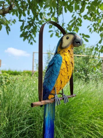 Papegaai op schommel - Beeldje - Parrot on Swing - Metaal