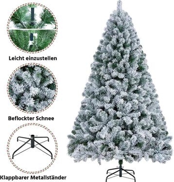 2dekans | Yaheetech Kunstkerstboom 228 cm – Groen/Wit – Ø140, Diversen, Kerst, Ophalen of Verzenden, Zo goed als nieuw