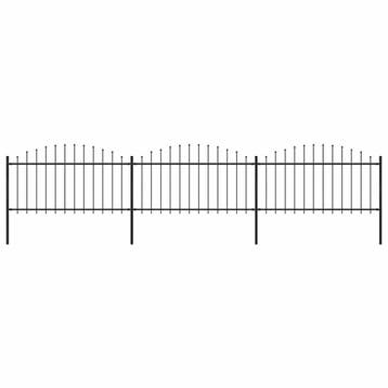 vidaXL Tuinhek met speerpunt staal 504x150 cm zwart, Verzenden, Nieuw, IJzer, Minder dan 1 meter