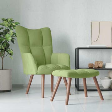 vidaXL Relaxstoel met voetenbank fluweel lichtgroen, Verzenden, Nieuw