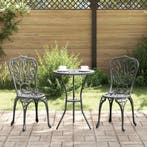vidaXL Tuin Bistro Set 3 pcs Zwart Aluminium, Verzenden, Nieuw, Aluminium, 3 zitplaatsen