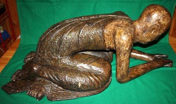 BONZO IN PREGHIERA - sculptuur - Bonzo - Myanmar/Birma