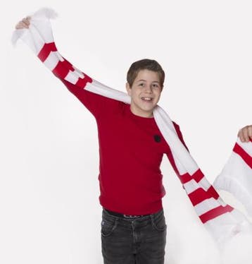 Kinder sjaal gebreid rood/wit DÃ¶llekesgat, Nieuw