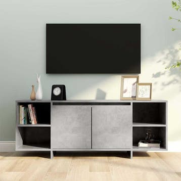 vidaXL Tv-meubel 130x35x50 cm bewerkt hout betongrijs, 100 tot 150 cm, Verzenden, Nieuw, Minder dan 100 cm