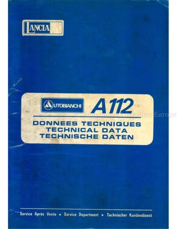 1977 LANCIA | AUTOBIANCHI A112 TECHNISCHE DATA MULTI
