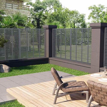 vidaXL Lamellenhek 180x180 cm HKC grijs, Tuin en Terras, Verzenden, Nieuw, Kunststof, Minder dan 1 meter