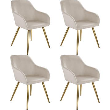 Eetkamerstoel Marilyn fluweellook, gouden poten - taupe/goud, Huis en Inrichting, Stoelen, Verzenden, Nieuw
