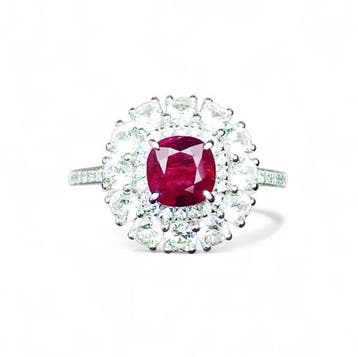 Ring Platina - 1.95ct. tw. Robijn - Diamant - Birma Geen, Nieuw