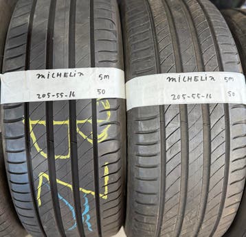 2x 205-55-16 Michelin Zomer 2x 5mm €50 Per Band 205 55 16, Ophalen, Gebruikt, 16 inch, 205 mm