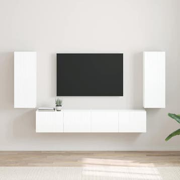 vidaXL TV Wandkast 2 st Glanzend Wit Bewerkt hout, Minder dan 50 cm, Verzenden, Nieuw, Minder dan 100 cm