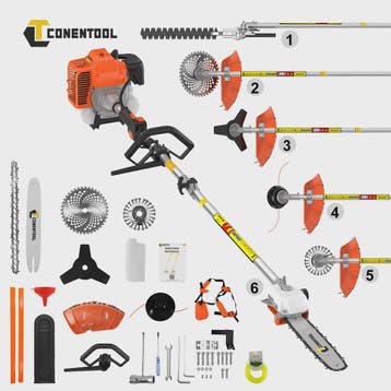 CONENTOOL 52CC 6-in-1 Benzine Grasmaaier, Bosmaaier, Heggens, Tuin en Terras, Bosmaaiers, Verzenden, Nieuw
