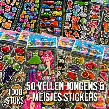 3D Stickers Kinderen – 50 Vellen – Dieren, Dinos, Autos,, Verzenden, Nieuw