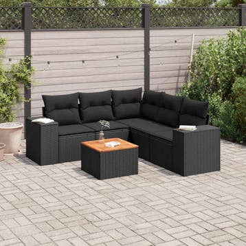 vidaXL Patio Sofa Set 5-zits Black, Verzenden, Nieuw
