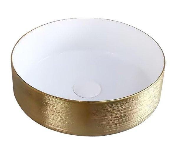 Waskom Keramiek Met Geborsteld Goud Relief 36 x 13 cm Wit, Doe-het-zelf en Verbouw, Sanitair, Bad, Nieuw, Ophalen of Verzenden