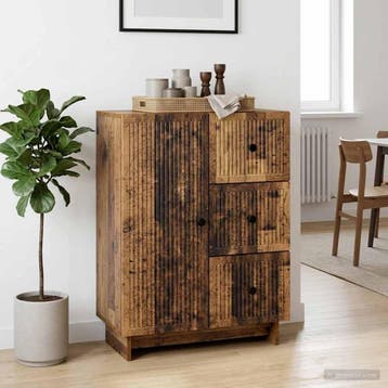 vidaXL Dressoir met lade Oud hout 66 x 34,5 x 90 cm Bewerkt, Verzenden, Nieuw, Overige houtsoorten, Minder dan 50 cm