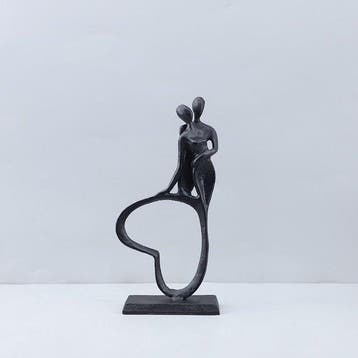 sculptuur, Modern abstract couple heart sculpture - 22 cm -