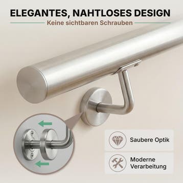 Trapleuning Zilver Roestvrij Staal 100xØ4,2cm (Voor in Huis, Huis en Inrichting, Overige Huis en Inrichting, Verzenden, Nieuw