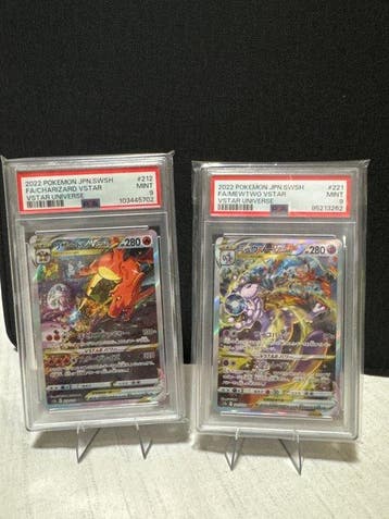 2 Graded card - Charizard, Mewtwo - PSA 9, Nieuw