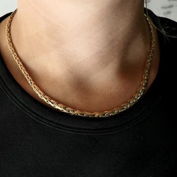 Gouden vossenstaart schakelcollier (Ketting), Ophalen of Verzenden, Gebruikt, Goud, Goud