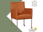 Leren eetkamerstoel Desire - Hermes Cognac (cognac/oranje), Nieuw, Leer, Ophalen of Verzenden, Eén
