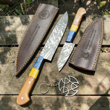 Hand-Forged with Old Steel, Japanese Style Knives with cover