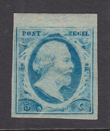 Nederland 1852 - Koning Willem III, randstuk - NVPH 1, Gestempeld