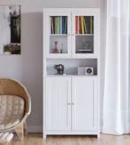 Witte Vitrinekast 190cm – Glazen &amp; Houten Deuren Kast, Verzenden, Nieuw