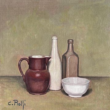 Claudio Rolfi (1960) - Composizione con brocca e scodella