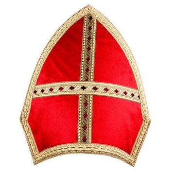 Sint kokermijter polyesterfluweel, Verzenden, Nieuw, Feestartikel