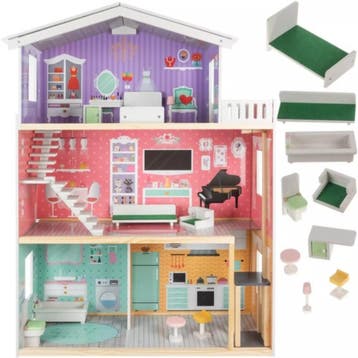 Kruzzel Poppenhuis - Groot - 114 x 81,5 x 30,5 cm - met Lift, Ophalen of Verzenden, Nieuw