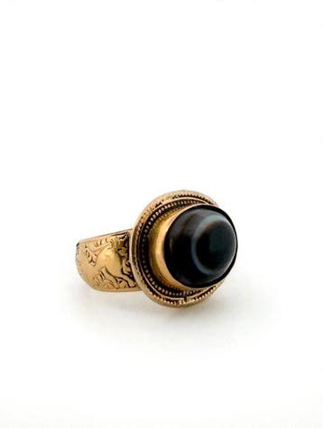 Ring - 18 karaat Geel goud Onyx, Nieuw
