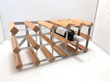 Wijnrek - Hout, Staal - 15 flessen