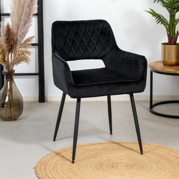 50% Korting: Velvet eetkamerstoel Mika zwart, Ophalen, Zo goed als nieuw, Zwart, Velvet chique, Modern