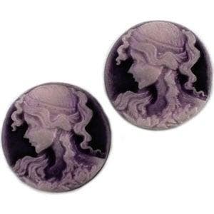 2 x Camee rond 15 mm Zwart / licht paars, Ophalen of Verzenden, Nieuw, Overige typen