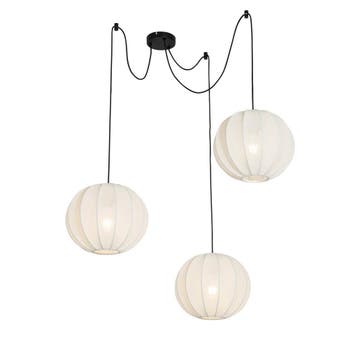 Japandi hanglamp wit zijden 30cm 3-lichts - Plu, Verzenden, Nieuw, Design