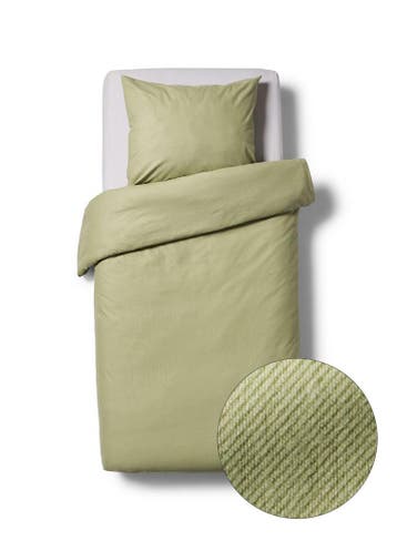 HEMA Dekbedovertrek 140x200/220cm flanel lijnen groen, Verzenden, Nieuw, Groen
