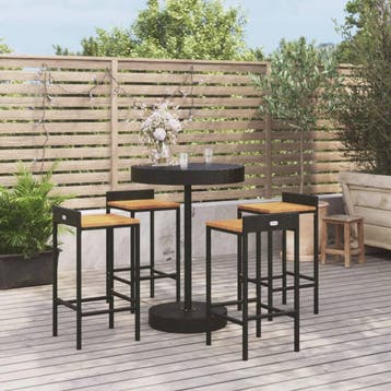 vidaXL 5-delige Tuinbarset poly rattan en massief acaciahout, Verzenden, Nieuw, 4 zitplaatsen