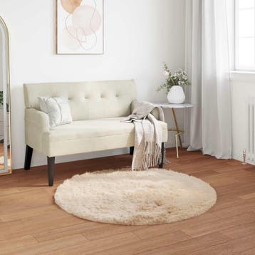 vidaXL Tapijt van imitatie TAFALLA Beige Ø 100 cm Polyester, Verzenden, Nieuw, Beige