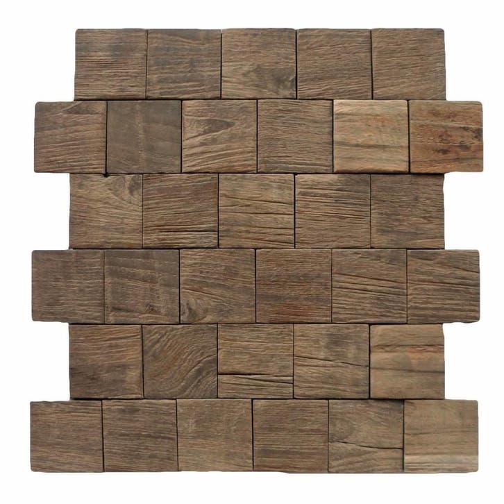 Mozaïek Hout Square Old Teak (P 03) 30X30 Cm (Prijs Per 1M²), Doe-het-zelf en Verbouw, Tegels, Ophalen of Verzenden