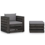 vidaXL 2-delige Loungeset met kussens grijs geïmpregneerd, 2 zitplaatsen, Verzenden, Nieuw, Loungeset