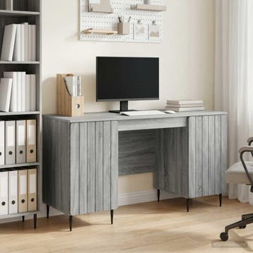 vidaXL Bureau met plank Grijs sonoma 142,5 x 50 x 75 cm, Huis en Inrichting, Bureaus, Verzenden, Nieuw