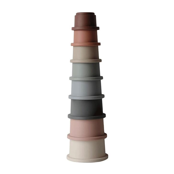Mushie Stacking - Retro Pastel Kleuren (Leren en Spelen), Kinderen en Baby's, Speelgoed | Babyspeelgoed, Nieuw, Ophalen of Verzenden