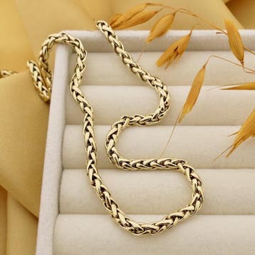 Gouden vossenstaart schakelcollier (Ketting), Ophalen of Verzenden, Gebruikt, Goud, Goud
