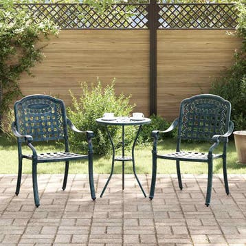 vidaXL Tuinstoel 2 pcs Groen 55 x 56,5 x 91cm Aluminium, Tuin en Terras, Tuinstoelen, Verzenden, Nieuw, Aluminium