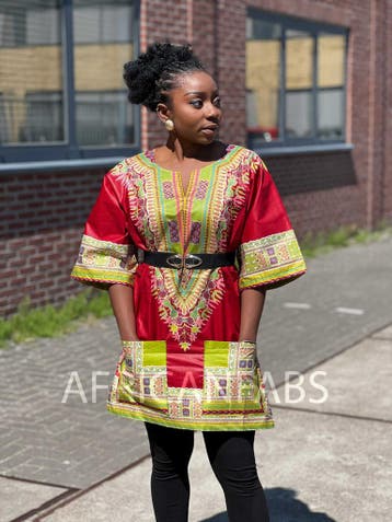 Rode Dashiki Shirt / Dashiki Jurk - Afrikaans shirt - Unisex, Ophalen of Verzenden, Nieuw