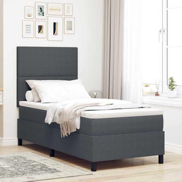 vidaXL LED Box Spring Bed Donkergrijs en Wit 90 x 190 cm, Verzenden, Nieuw, Grijs